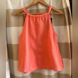 100% Cotton Coral Adjustable Drawstring Halter Top